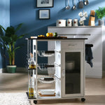 Load image into Gallery viewer, Modern Iron Kitchen Storage Trolley with Drawer, Adjustable Shelf &amp; 2-Door Cabinet- Functional Kitchen Stand with Smart Storage