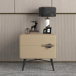 Load image into Gallery viewer, Modern Leather Nightstand with 2 Drawers &amp; Metal Legs Stylish, Bedside Table for Bedroom and Living Room - Gray C-GCC Home Center