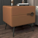 Load image into Gallery viewer, Modern Leather Nightstand with 2 Drawers &amp; Metal Legs Stylish, Bedside Table for Bedroom and Living Room - Gray C-GCC Home Center