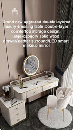 Load image into Gallery viewer, Modern LED Lighted Makeup Vanity Table Set with Chair and Storage Drawers-GCC Home Center
