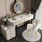 Modern LED Lighted Makeup Vanity Table Set with Chair and Storage Drawers-GCC Home Center