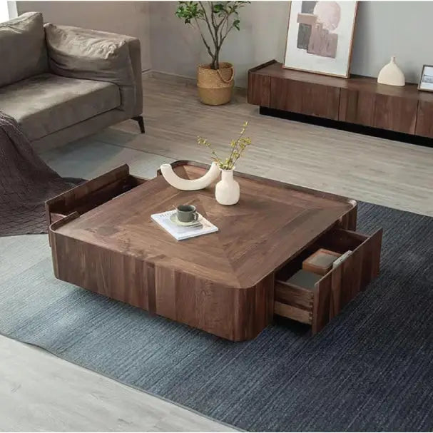 Jilphar Furniture Modern Living Room Furniture Square Coffee Table with Walnut Bark Wood Frame JP4056-GCC Home Center
