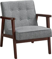 Modern Lounge Wooden Sofa Chair with Solid Wood Armrests and Legs Single Seat Cushioned Sofa Grey for Home, Living Room-GCC Home Center