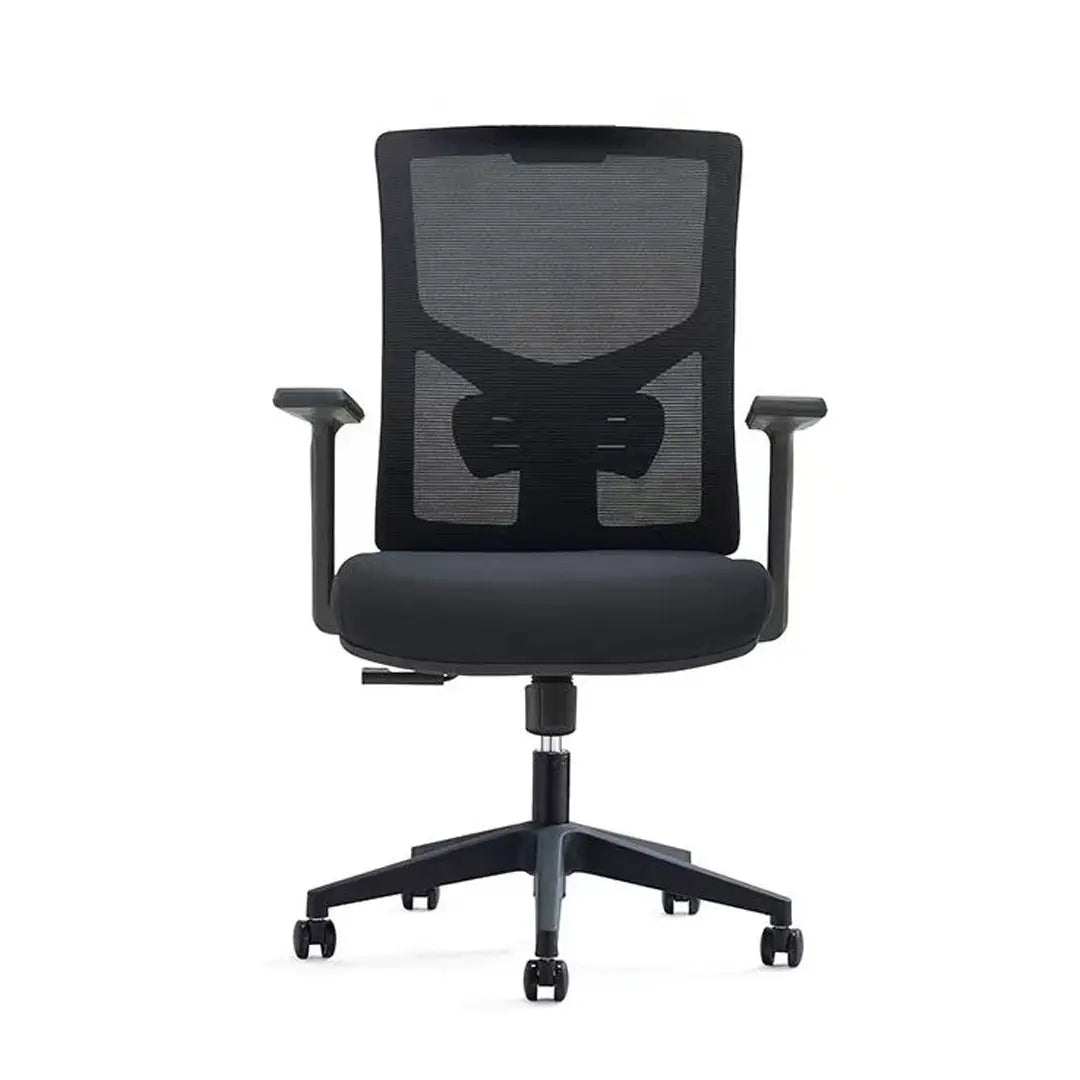 Modern Low Back Office Chair With Height Adjustable And Swivel Wheels - Black-GCC Home Center