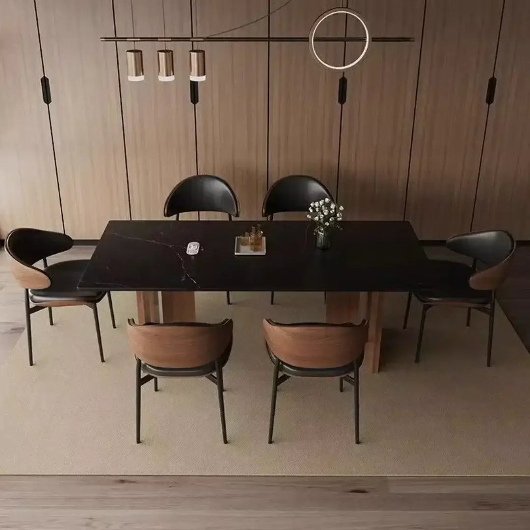Modern Luxury 6 Seater Rock Slab Dining Table Set