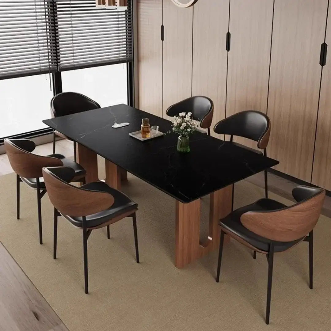 Modern Luxury 6 Seater Rock Slab Dining Table Set