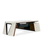 Load image into Gallery viewer, Modern Luxury Executive Office Table With Titanium Legs - White &amp; Brown-GCC Home Center