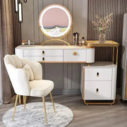 Modern Makeup Vanity Table Set with Adjustable LED Mirror & Chair-GCC Home Center