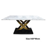 Load image into Gallery viewer, Modern Marble and Gold-Plated Dining Table