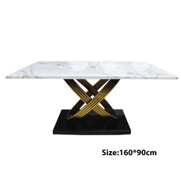 Modern Marble and Gold-Plated Dining Table