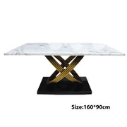 Modern Marble and Gold-Plated Dining Table