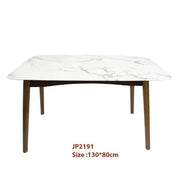Modern Marble Dining Table with Wooden Legs