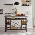 Load image into Gallery viewer, Modern Marble Top Kitchen Island with 4-Tier Storage Shelves &amp; Metal Legs - Stylish Marble Top And Sturdy Metal Legs.