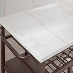 Load image into Gallery viewer, Modern Marble Top Kitchen Island with 4-Tier Storage Shelves &amp; Metal Legs - Stylish Marble Top And Sturdy Metal Legs.
