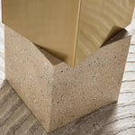 Load image into Gallery viewer, Modern Metal Accent Table Square – Gold &amp; Beige