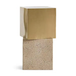 Load image into Gallery viewer, Modern Metal Accent Table Square – Gold &amp; Beige
