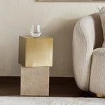 Load image into Gallery viewer, Modern Metal Accent Table Square – Gold &amp; Beige