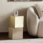 Load image into Gallery viewer, Modern Metal Accent Table Square – Gold &amp; Beige