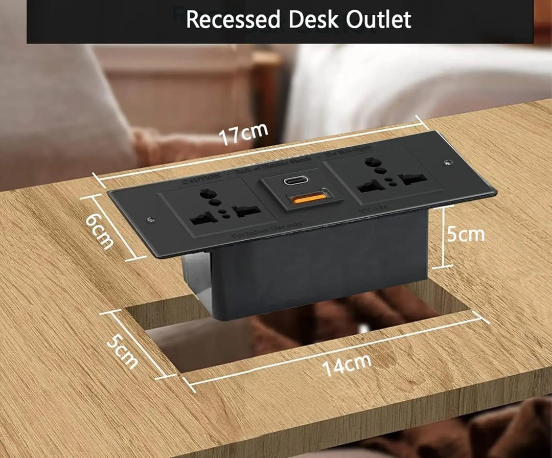 Mahmayi Modern MP1 120x60 Study Writing Table with BS01 Super Recessed Power Strip Desktop Socket Board, Modern Executive Desk for Adults, Home Offices, Schools, Laptop, Computer Workstation - WHITE