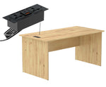Load image into Gallery viewer, Mahmayi Modern MP1 120x60 Study Writing Table with BS01 Super Recessed Power Strip Desktop Socket Board, Modern Executive Desk for Adults, Home Offices, Schools, Laptop, Computer Workstation - WHITE