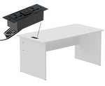 Load image into Gallery viewer, Mahmayi Modern MP1 120x60 Study Writing Table with BS01 Super Recessed Power Strip Desktop Socket Board, Modern Executive Desk for Adults, Home Offices, Schools, Laptop, Computer Workstation - WHITE