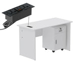 Load image into Gallery viewer, Mahmayi Modern MP1 120x60 Study Writing Table with BS01 Super Recessed Power Strip Desktop Socket Board, Modern Executive Desk for Adults, Home Offices, Schools, Laptop, Computer Workstation - WHITE