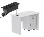 Load image into Gallery viewer, Mahmayi Modern MP1 120x60 Study Writing Table with BS01 Super Recessed Power Strip Desktop Socket Board, Modern Executive Desk for Adults, Home Offices, Schools, Laptop, Computer Workstation - WHITE