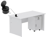 Load image into Gallery viewer, Mahmayi Modern MP1 120x60 Study Writing Table with BS01 Super Recessed Power Strip Desktop Socket Board, Modern Executive Desk for Adults, Home Offices, Schools, Laptop, Computer Workstation - WHITE