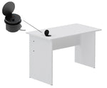 Load image into Gallery viewer, Mahmayi Modern MP1 120x60 Study Writing Table with BS01 Super Recessed Power Strip Desktop Socket Board, Modern Executive Desk for Adults, Home Offices, Schools, Laptop, Computer Workstation - WHITE