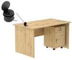 Load image into Gallery viewer, Mahmayi Modern MP1 120x60 Study Writing Table with BS01 Super Recessed Power Strip Desktop Socket Board, Modern Executive Desk for Adults, Home Offices, Schools, Laptop, Computer Workstation - WHITE