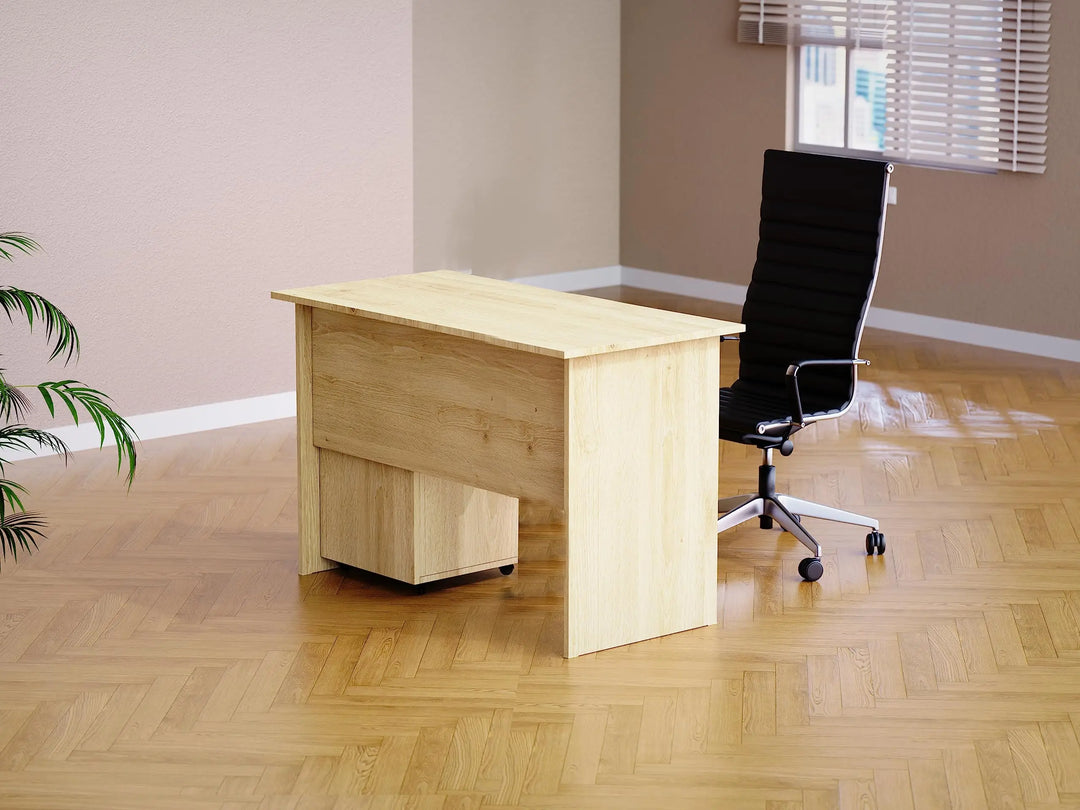 Mahmayi Modern MP1 120x60 Study Writing Table with BS01 Super Recessed Power Strip Desktop Socket Board, Modern Executive Desk for Adults, Home Offices, Schools, Laptop, Computer Workstation - WHITE