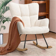 Modern Off White Rocking Chair – Soft Boucle Fabric, Ergonomic Backrest, Sturdy Metal Frame & Wooden Rocker Base – Cozy Lounge Chair for Living Room, Bedroom & Nursery (Boucle Off White)