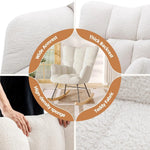 Load image into Gallery viewer, Modern Off White Rocking Chair – Soft Boucle Fabric, Ergonomic Backrest, Sturdy Metal Frame &amp; Wooden Rocker Base – Cozy Lounge Chair for Living Room, Bedroom &amp; Nursery (Boucle Off White)