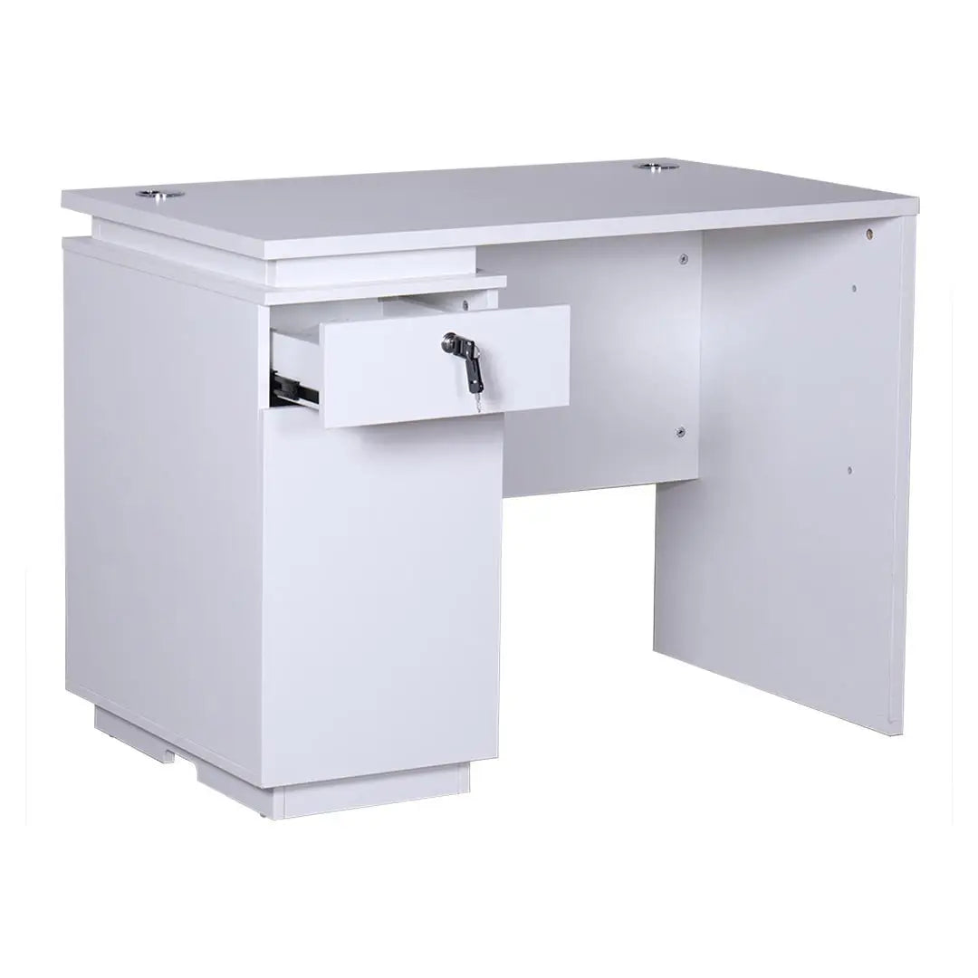 Modern Office Table With Drawers And Cupboard For Storage - Matt White-GCC Home Center