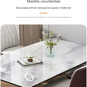 Modern Rectangular Dining Table  with Faux Marble Top and Leather Fiber Chairs – No Assembly Required-GCC Home Center