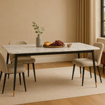 Load image into Gallery viewer, Modern Rectangular Marble Top Dining Table Set (Yellow &amp; Blue)