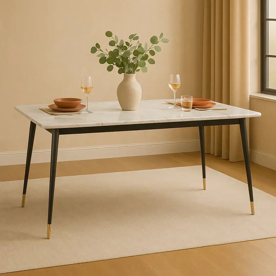 Modern Rectangular Marble Top Dining Table