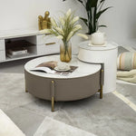 Load image into Gallery viewer, Modern Round Coffee Table Set – Champagne &amp; White (2-Piece)