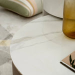 Load image into Gallery viewer, Modern Round Coffee Table Set – Champagne &amp; White (2-Piece)