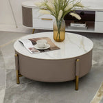 Load image into Gallery viewer, Modern Round Coffee Table Set – Champagne &amp; White (2-Piece)