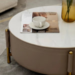 Load image into Gallery viewer, Modern Round Coffee Table Set – Champagne &amp; White (2-Piece)