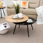 Load image into Gallery viewer, Modern Round Coffee Table with Side Tabletop – MDF &amp; Metal Finish
