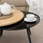 Load image into Gallery viewer, Modern Round Coffee Table with Side Tabletop – MDF &amp; Metal Finish