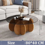 Load image into Gallery viewer, Modern Round Coffee Table with Solid Wood Legs and Rustic Circle Center Cocktail Table with Tempered Glass-Top-GCC Home Center