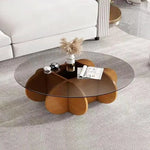 Load image into Gallery viewer, Modern Round Coffee Table with Solid Wood Legs and Rustic Circle Center Cocktail Table with Tempered Glass-Top-GCC Home Center