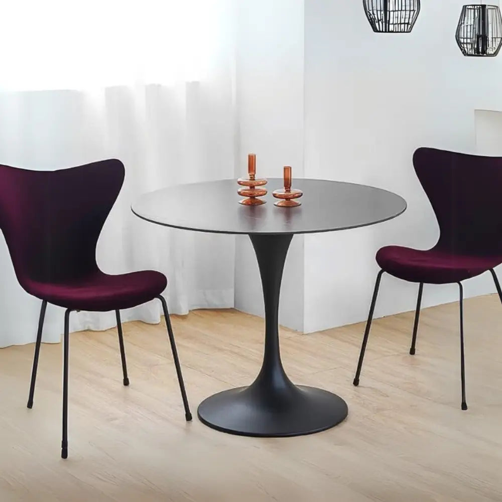 Modern Round Kitchen Dining Table - 23.6" MDF Top with Sturdy Metal Base, Ideal for Small Spaces-GCC Home Center