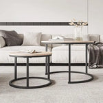 Load image into Gallery viewer, Modern Round Nesting Coffee Table Set Of 2 - Black &amp; Natural Oak-GCC Home Center