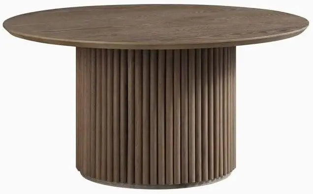Modern Round Wooden Dining Table - 110 cm - Wood Top with Sturdy Base, Seats 6 Person