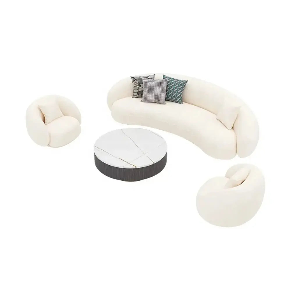 Modern Sectional Living Room Sofa Set with Lamb Wool Upholstery - Customizable Design, OEM/ODM Service-GCC Home Center