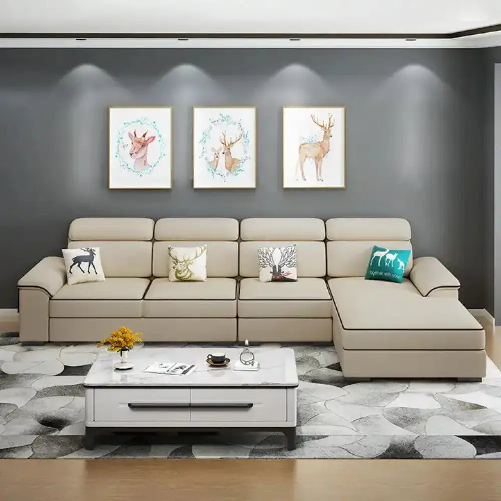 Modern Sectional Sofa - Soft Leather, Three-Seater, Customizable Design for Home & Office Spaces-GCC Home Center